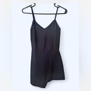 Popular Basics Gold and Navy pinstripe romper